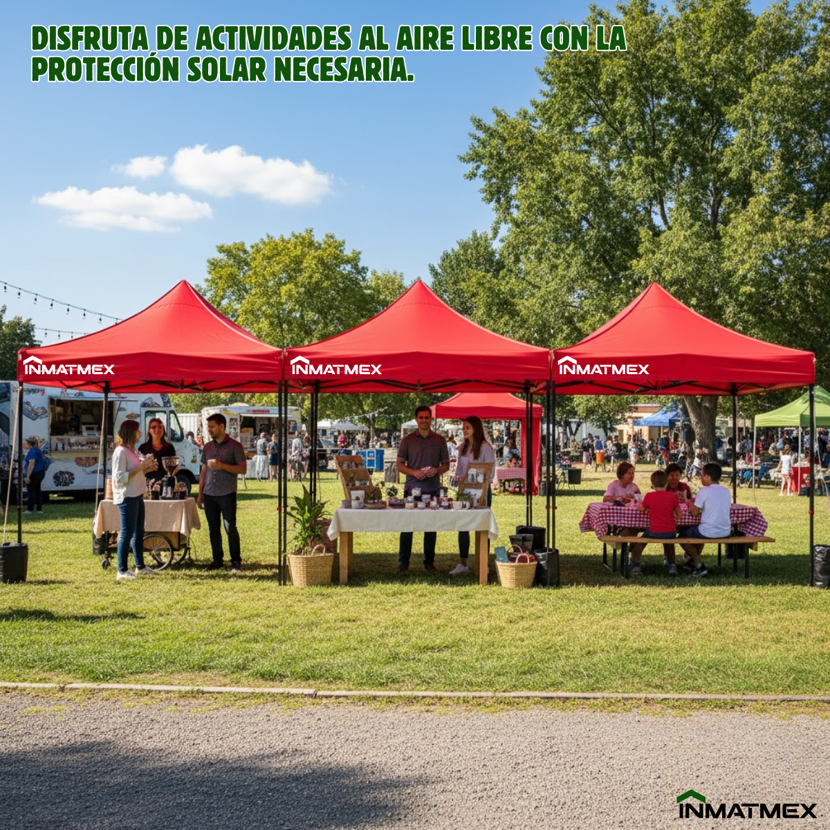 Carpa 3X3 M Roja Con Paredes demontables