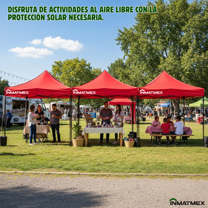 Carpa 3X3 M Roja Con Paredes demontables