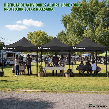 Carpa 3X3 M Negra Con Paredes demontables