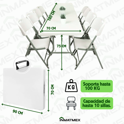 Mesa Plegable Blanca Tipo Portafolio