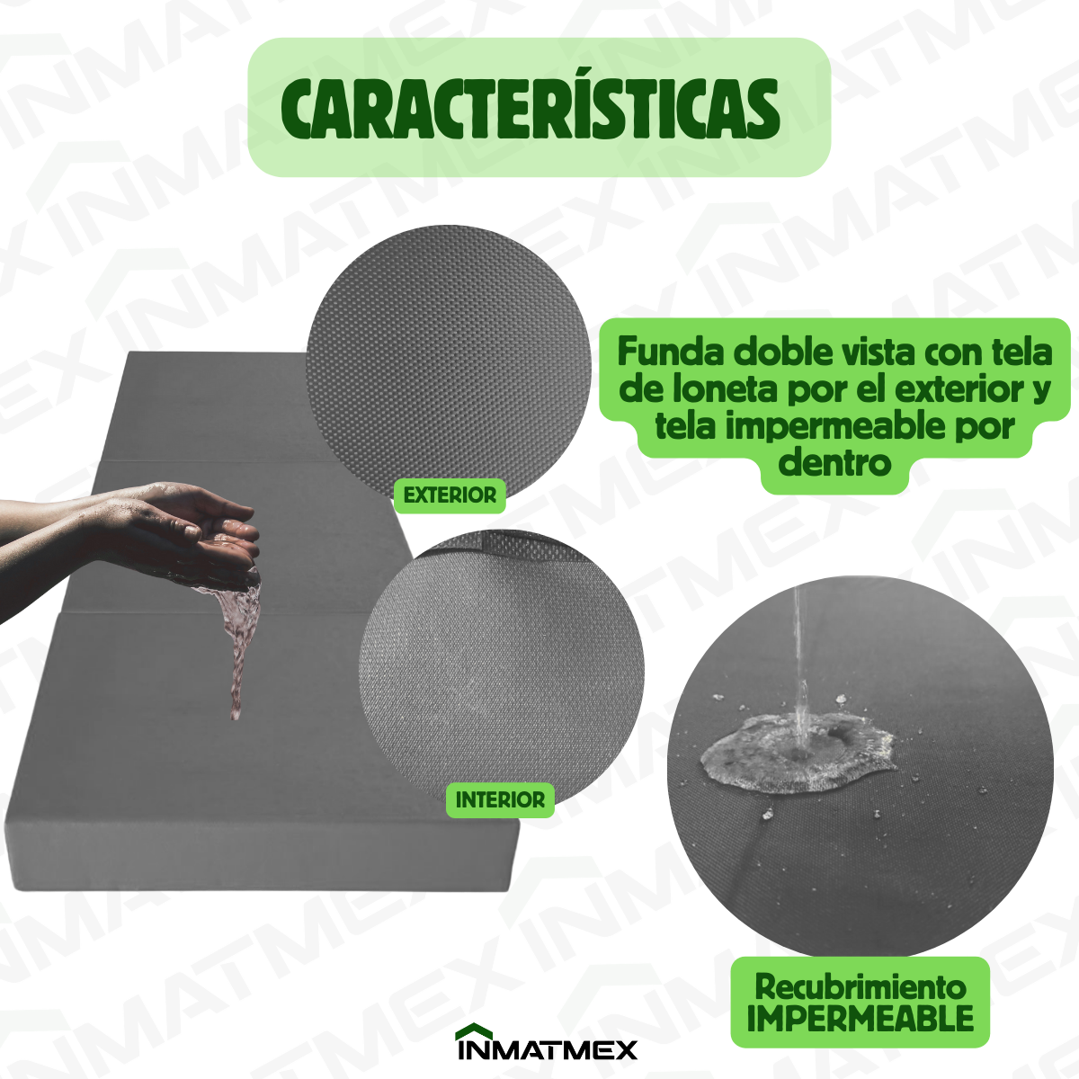 Colchoneta Gris Individual Triple de 10 CM Tipo Maletín.
