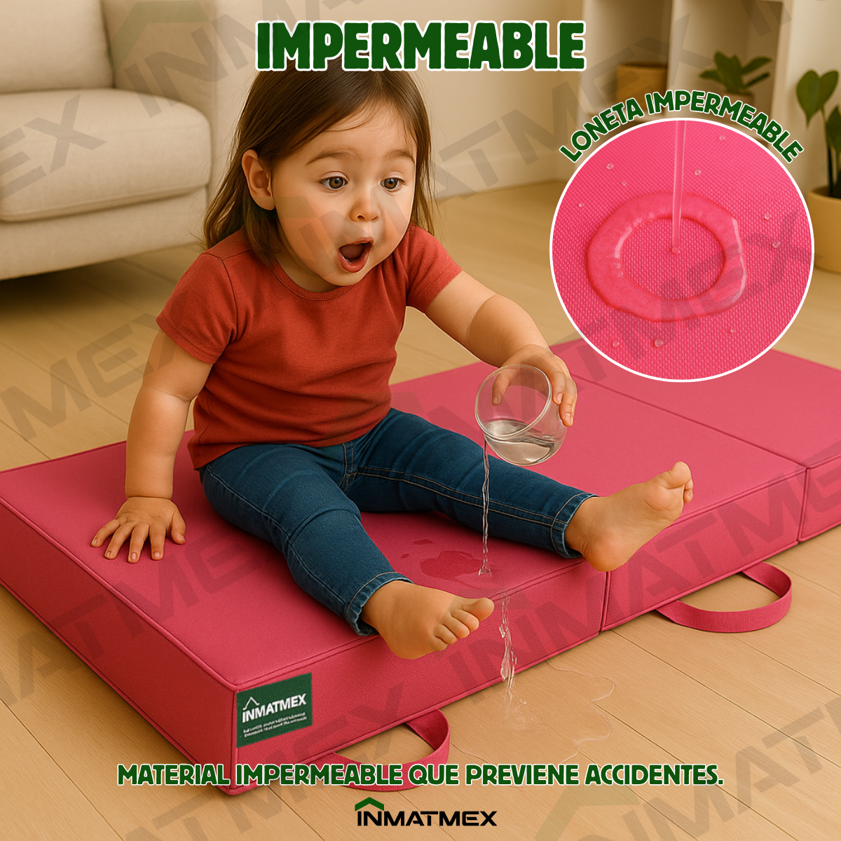 Colchoneta Rosa Individual Triple de 10 CM Tipo Maletín.