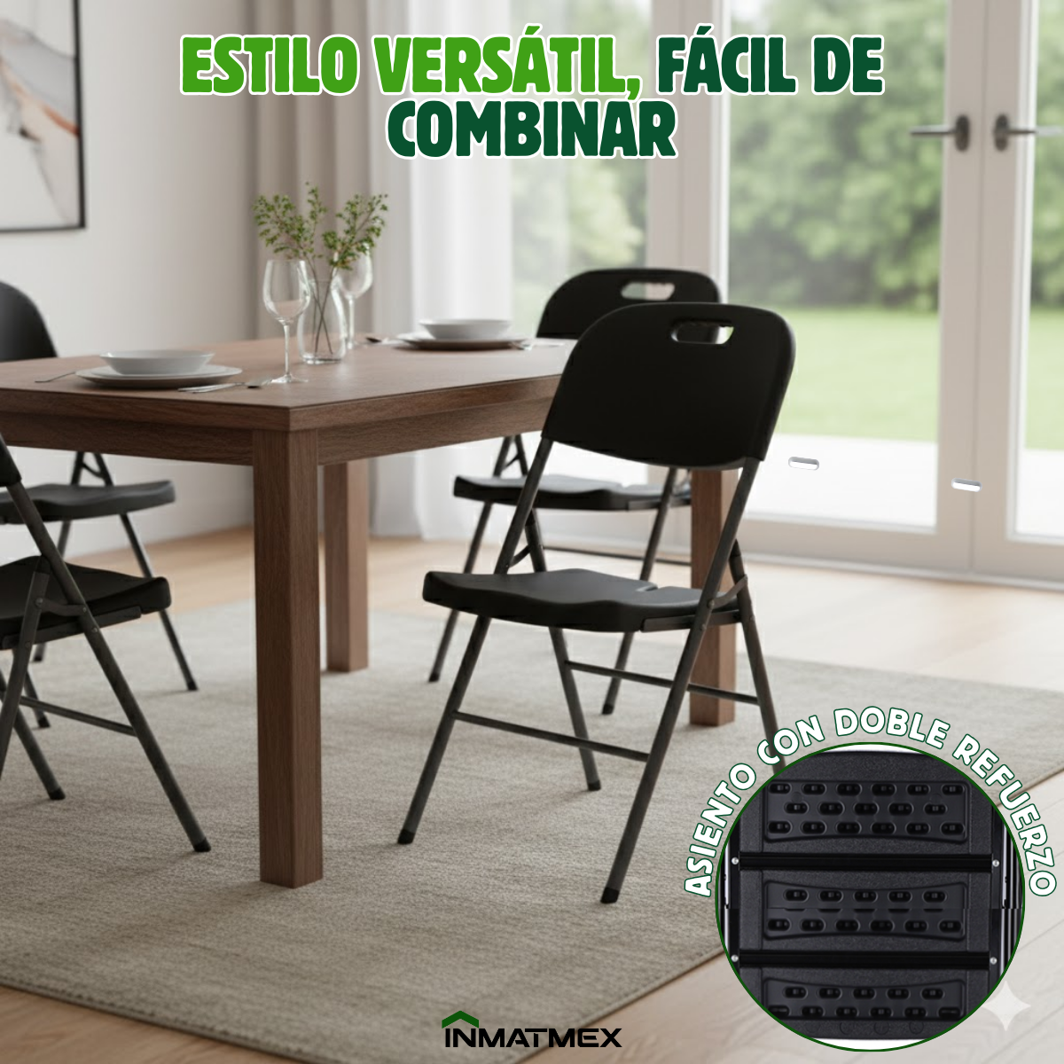 Silla Plegable Negra Inmatmex