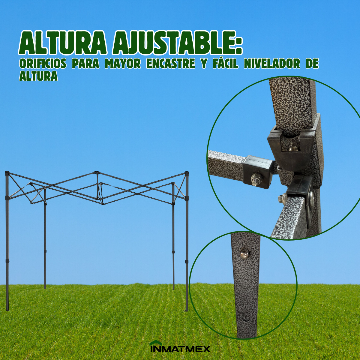 Carpa 3X3 M Verde Con Paredes demontables