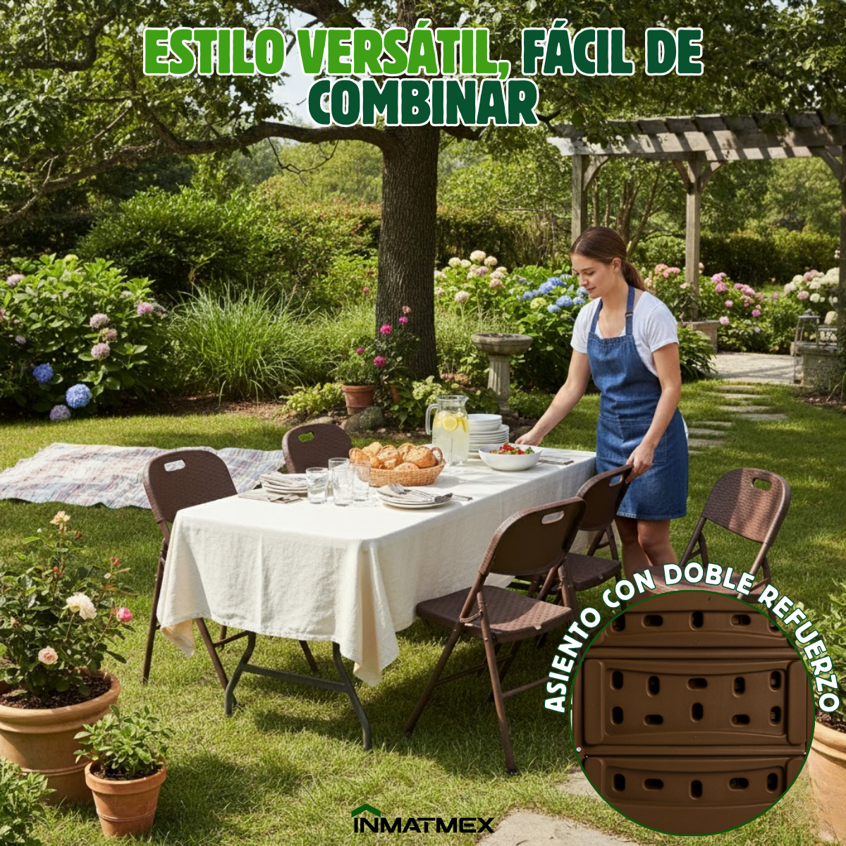 Silla Plegable Cafe Tipo Ratan