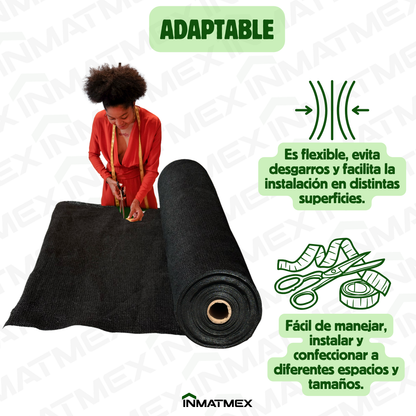 Rollo Malla Sombra Raschel 50% Sombra 4 M X 100 M NEGRO