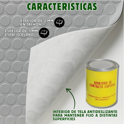 Rollo De Piso Tachón Gris Antideslizante 2.10 M X 20 M