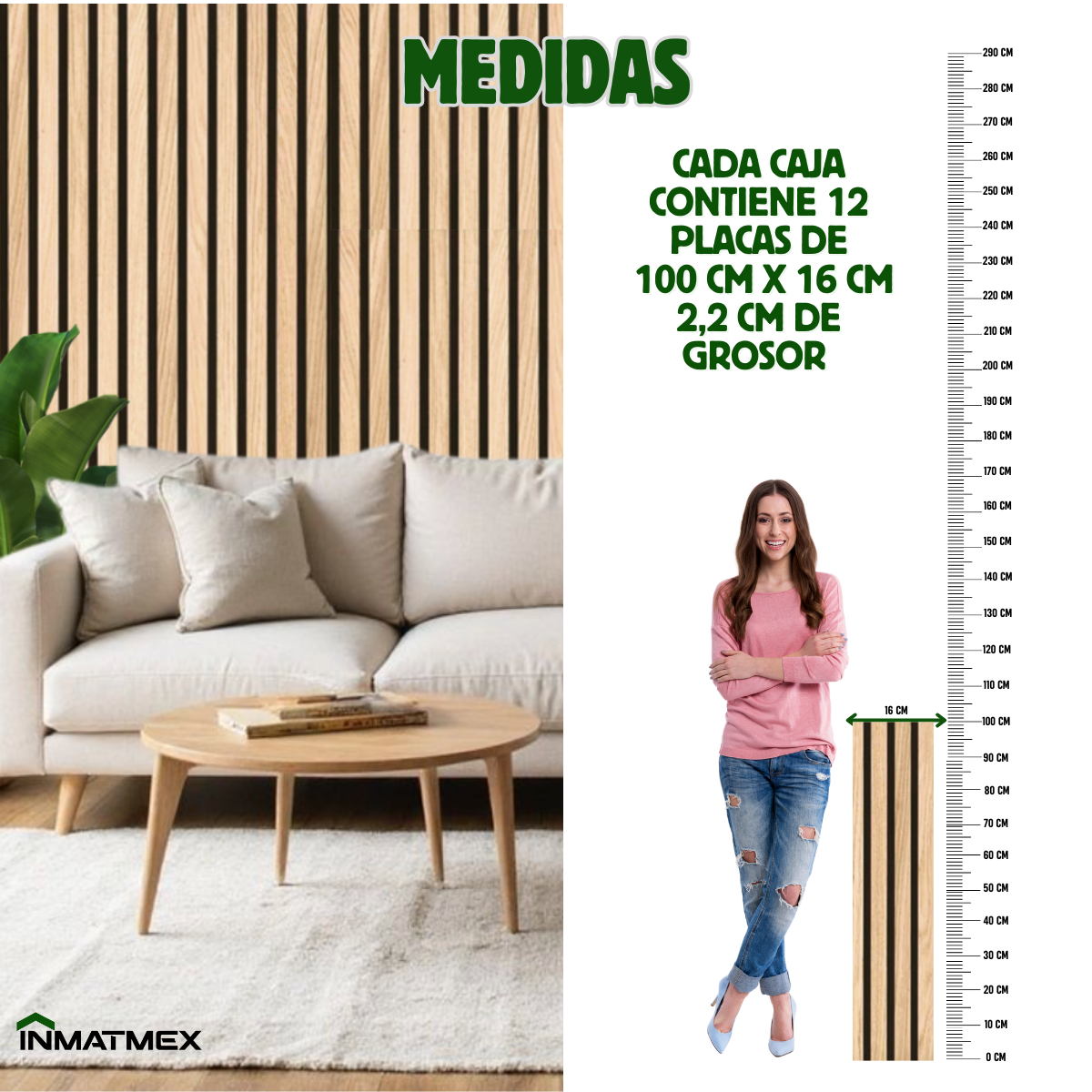 Lambrin WPC Para Interior - ROBLE FONDO NEGRO 100 CM