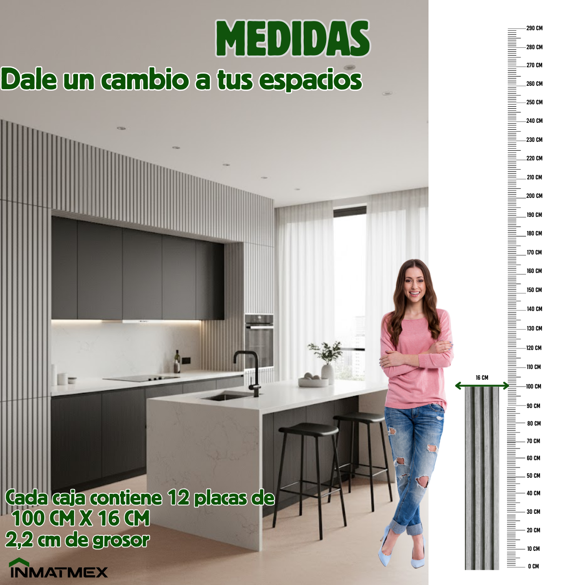 Lambrin WPC Para Interior - GRIS 100 CM