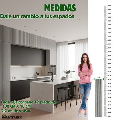 Lambrin WPC Para Interior - GRIS 100 CM