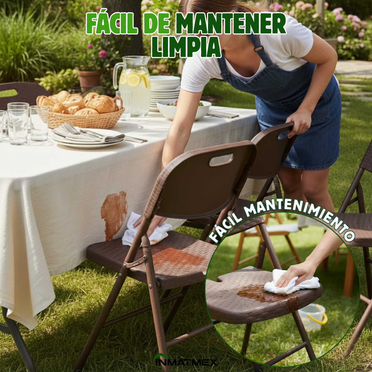 Silla Plegable Cafe Tipo Ratan