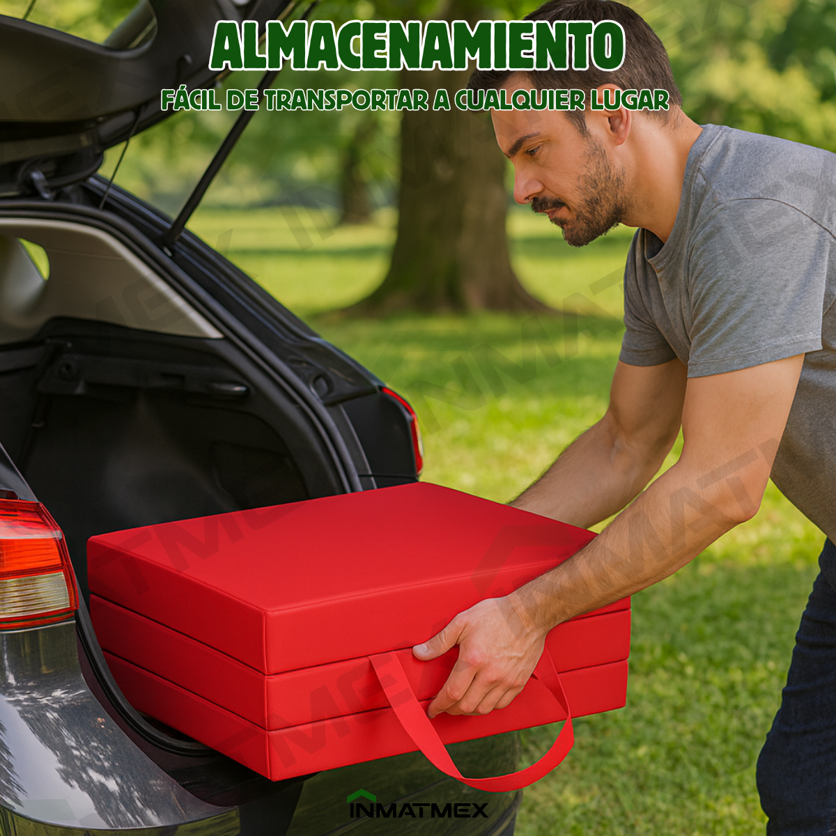 Colchoneta Rojo Individual Triple de 10 CM Tipo Maletín.