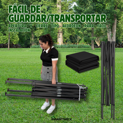 Carpa 3X3 M Negra Con Paredes demontables