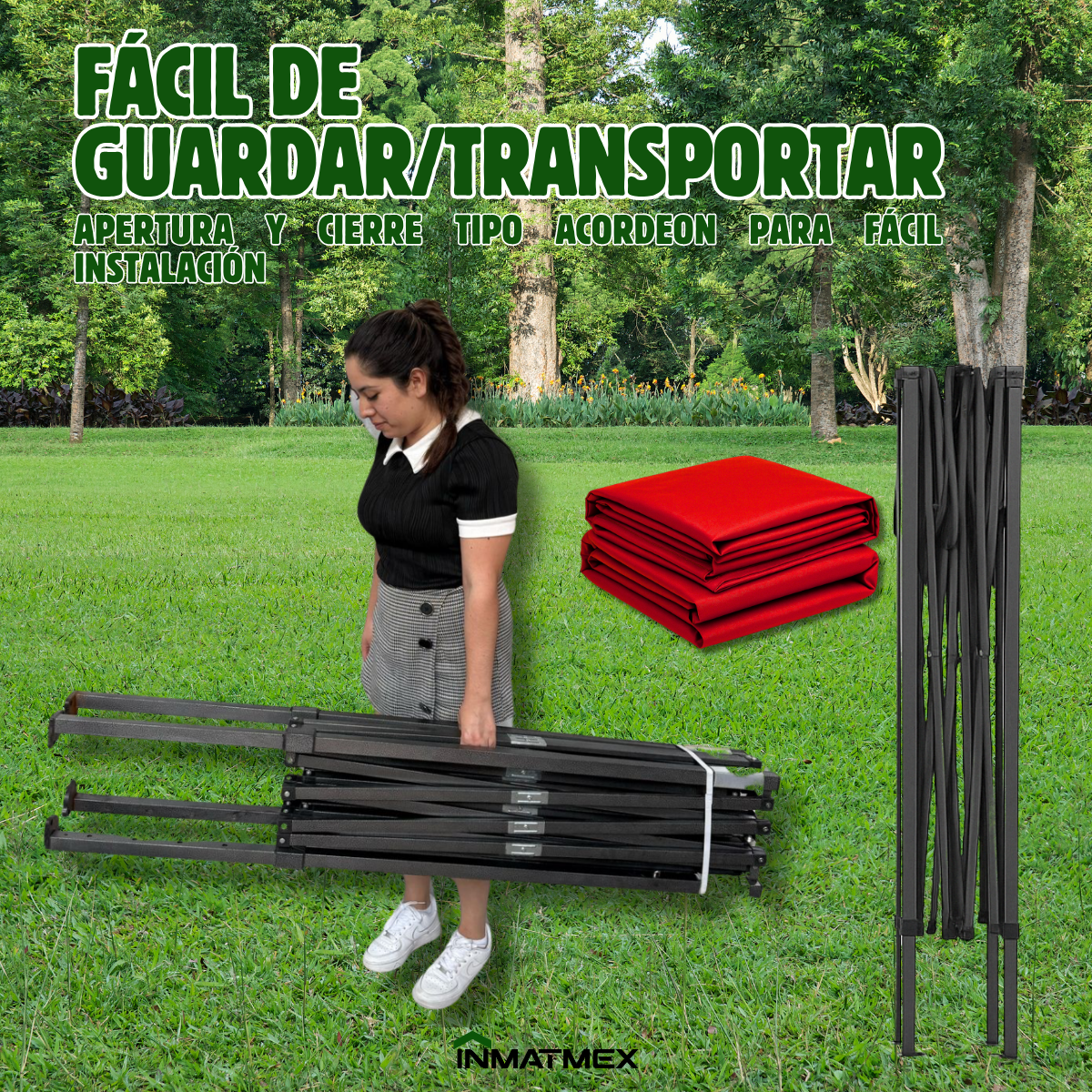 Carpa 3X3 M Roja Con Paredes demontables