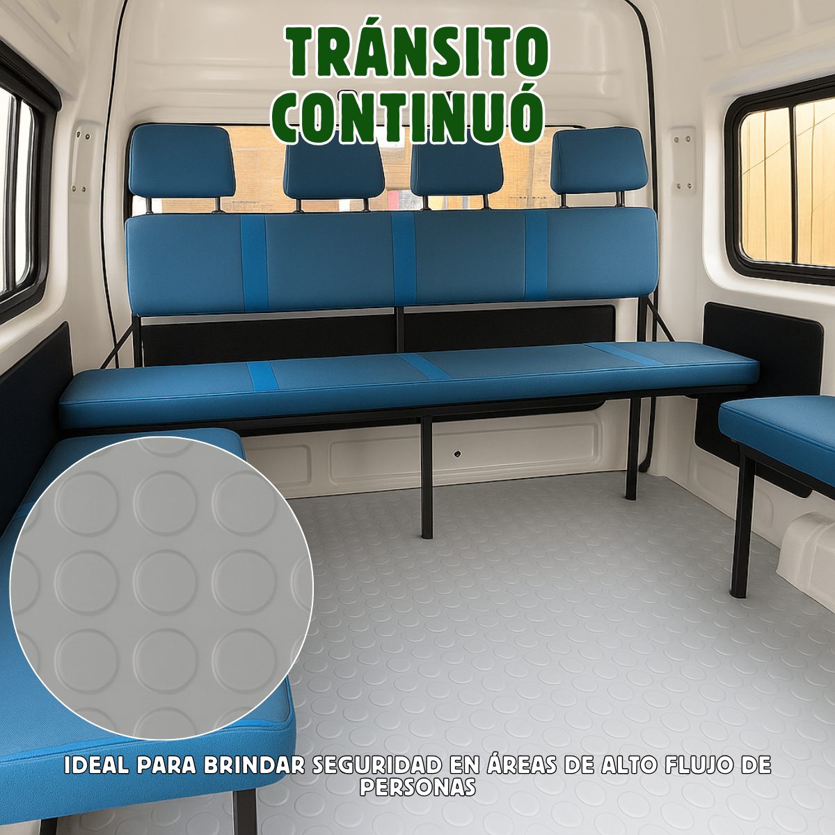 Rollo De Piso Tachón Gris Antideslizante 2.10 M X 20 M