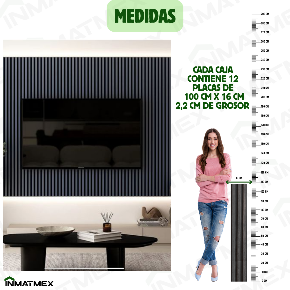 Lambrin WPC Para Interior - GRIS 100 CM