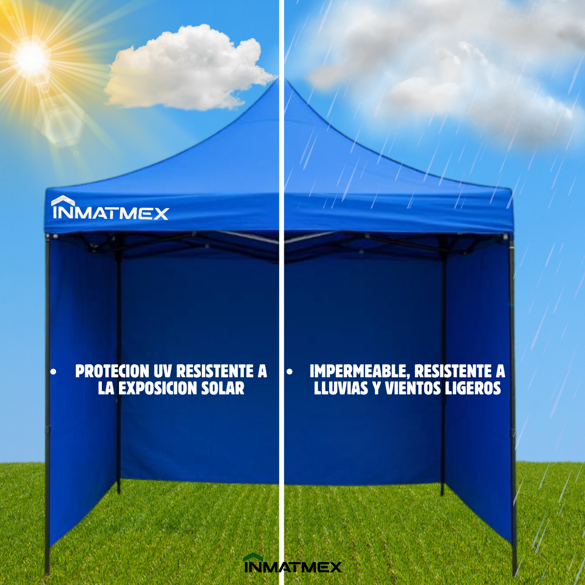 Carpa 3X3 M Azul Con Paredes demontables