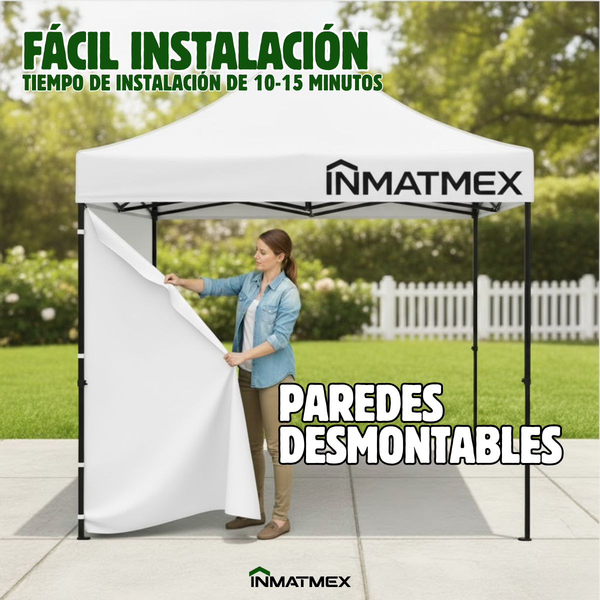 Carpa 3X3 M BlancaCon Paredes demontables