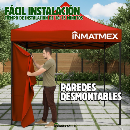 Carpa 3X3 M Roja Con Paredes demontables
