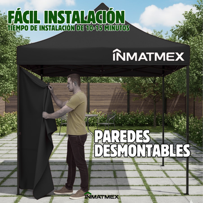 Carpa 3X3 M Negra Con Paredes demontables