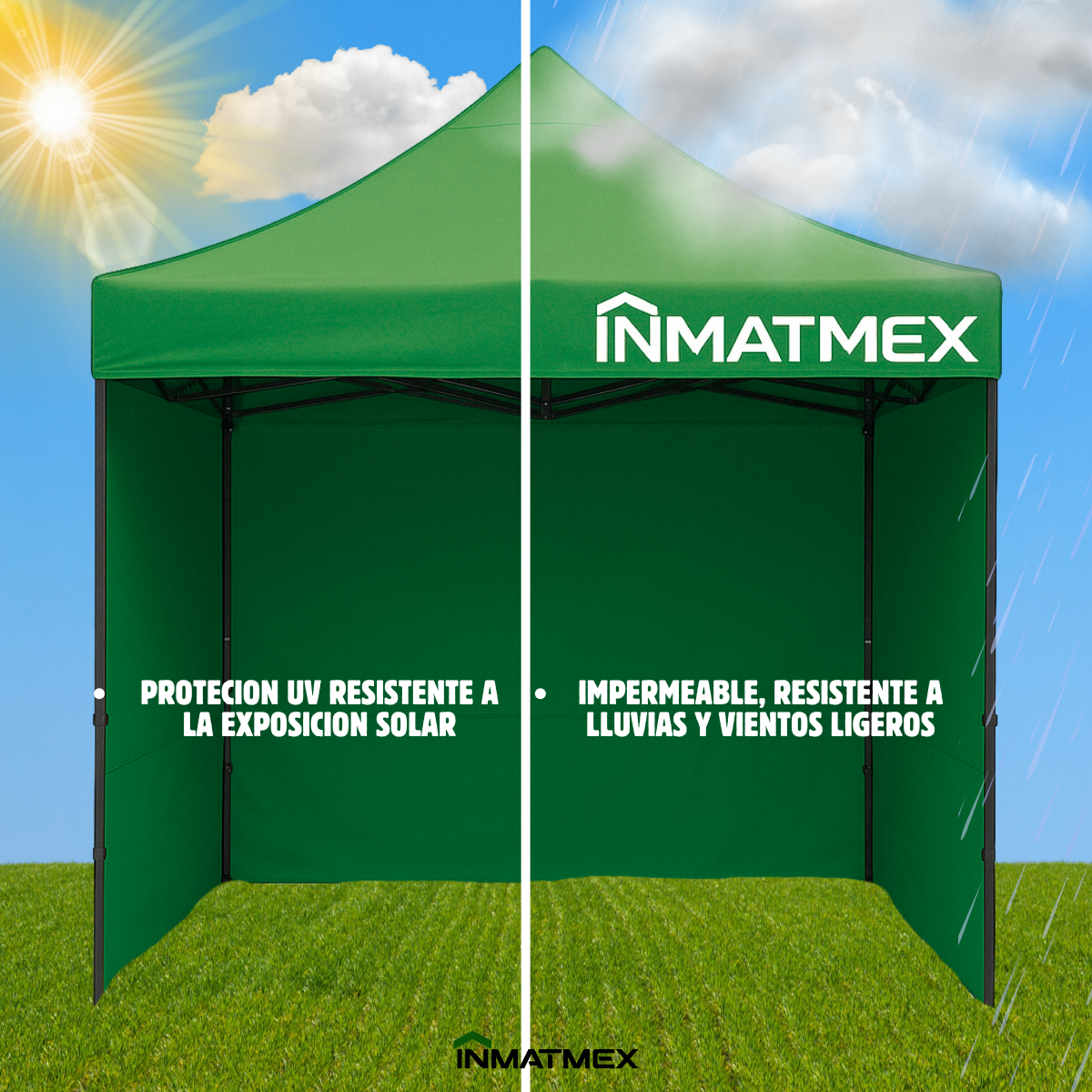 Carpa 3X3 M Verde Con Paredes demontables