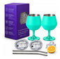 Copa Con Luz Led Base Removible Acero Inoxidable 14oz Set de 2pz