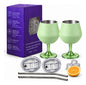 Copa Con Luz Led Base Removible Acero Inoxidable 14oz Set de 2pz