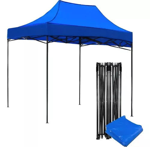 Carpa Plegable 2x3 Toldo Azul Armazón Reforzado.