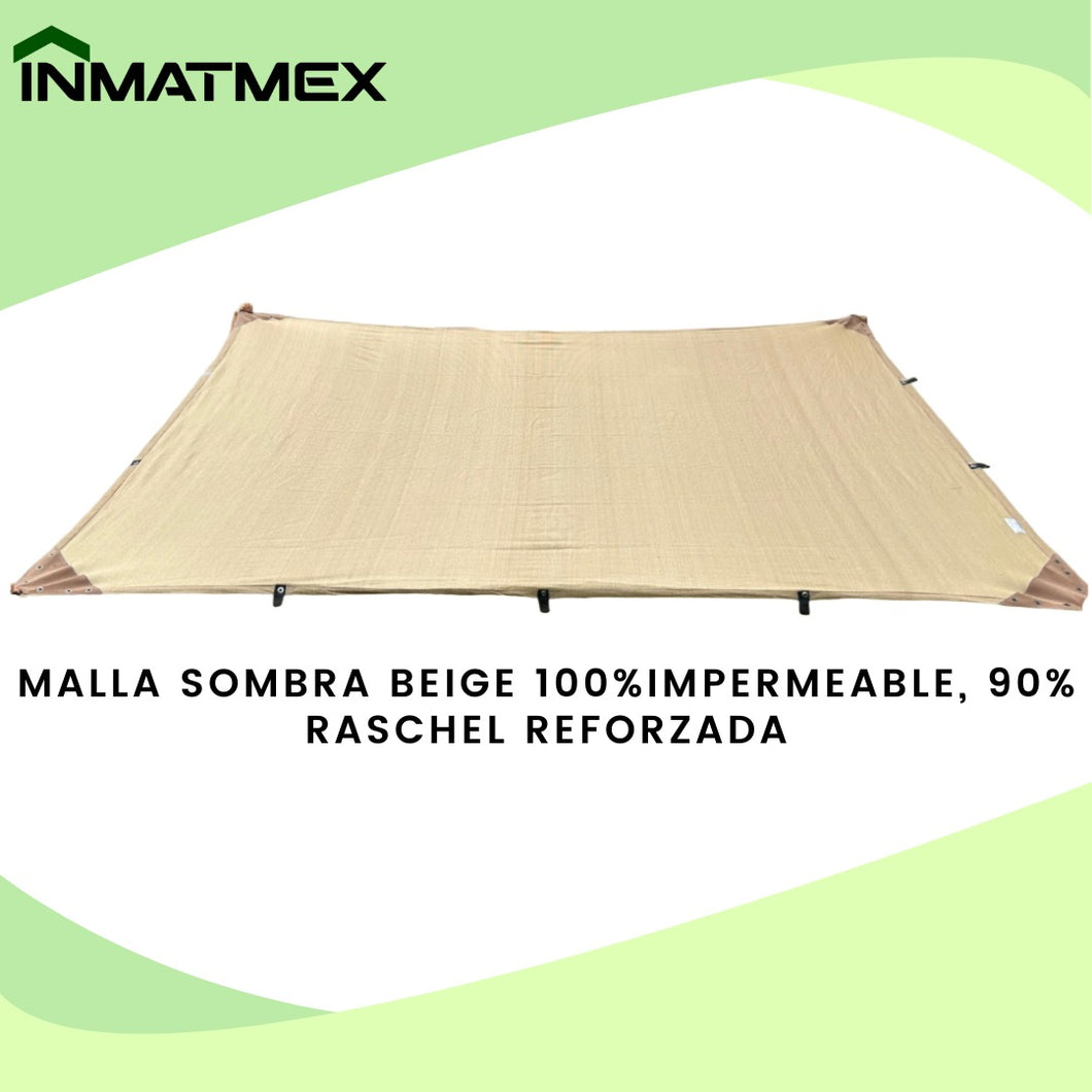 Malla Sombra Impermeable Beige Reforzada 3x5