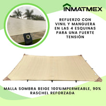 Cargar imagen en el visor de la galería, Malla Sombra Impermeable Beige Reforzada 3x7
