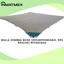 Cargar imagen en el visor de la galería, Malla Sombra Impermeable Beige Reforzada 3x4
